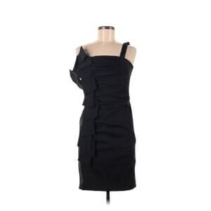 SL Fashions Origami Taffeta Sheath Dress Ruffle One Shoulder Black Dress 12
